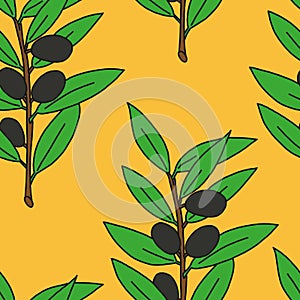 Seamless pattern olive branch