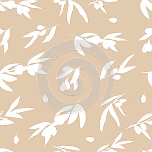 Seamless pattern of olive branches.