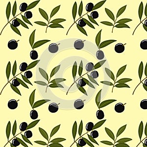 Seamless pattern of olive branches.