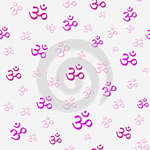 Seamless pattern Om,Aum,symbol of divine Trimurti of Brahma, Vishnu and Shiva.Sacred sound,primordial mantra,word of power,