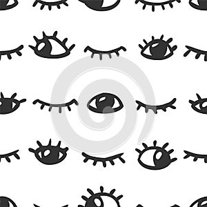 Seamless pattern - open and closed eyes