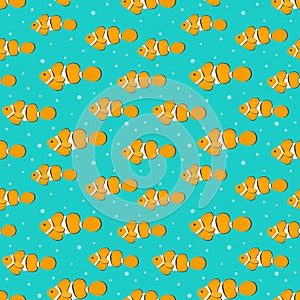 Seamless pattern with orange aquarium fish