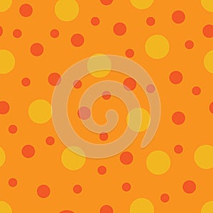 Seamless pattern. Orange background with yellow circles . Vector illustration.