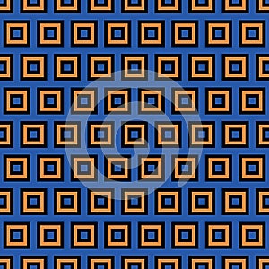 Seamless pattern with orange and blue squares, modern stylish image.