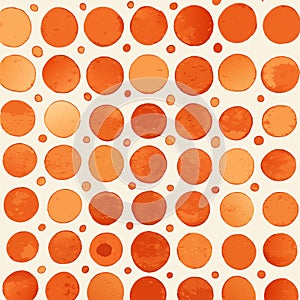 Seamless pattern of orange circles on a beige background. Generative AI