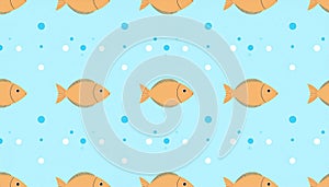 Seamless pattern of orange fish swimming amidst light blue water