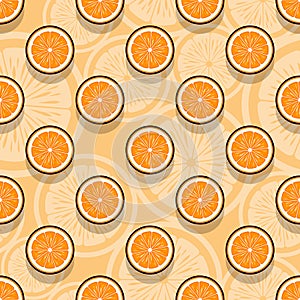 Seamless pattern of orange fruit slice graphics.