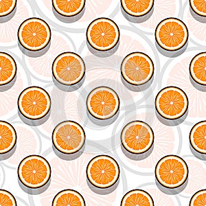 Seamless pattern of orange fruit slice graphics.