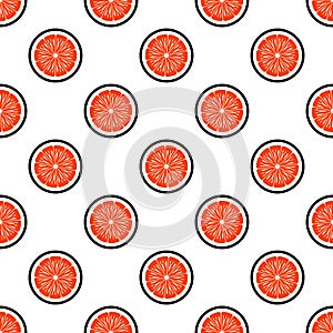 Seamless pattern of orange fruit slice graphics.