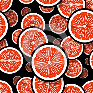 Seamless pattern of orange fruit slice graphics.