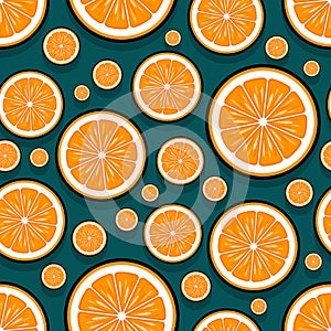 Seamless pattern of orange fruit slice graphics.