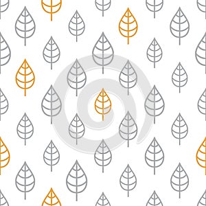Seamless pattern with orange and grey leaves