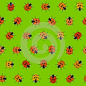 Seamless Pattern with Orange Ladybugs