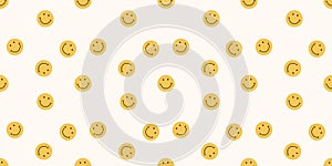 Seamless pattern with orange smiling faces on a light background