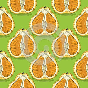 Seamless Pattern with Orange Tangelo