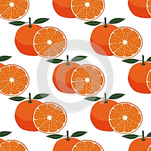 Seamless pattern with orange. Vector illustration. Citrus fruit. Healthy natural food. Organic and eco. This is a background for