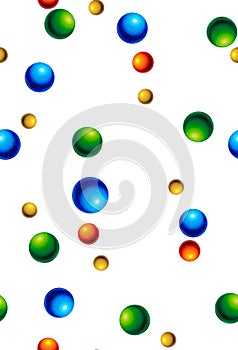 Seamless pattern of orange, yellow, blue and green dots in chaotic order. Christmas, Birthday, Valentine's Day wrapping