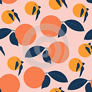 Seamless pattern with oranges Vector illustration in flat design