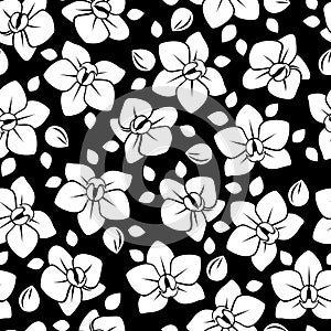 Seamless pattern with orchid flowers.