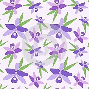 Seamless pattern with orchid, swatch inside