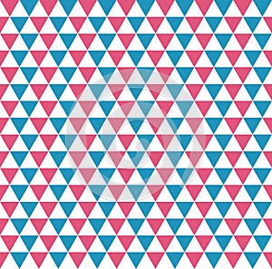 Seamless pattern of ordered equilateral blue, red and white tri