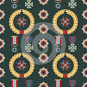 Seamless pattern with orders and medals