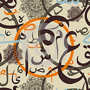 Seamless pattern ornament Arabic calligraphy style