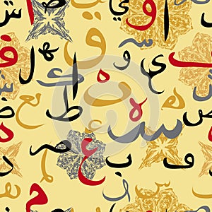 Seamless pattern ornament Arabic calligraphy style