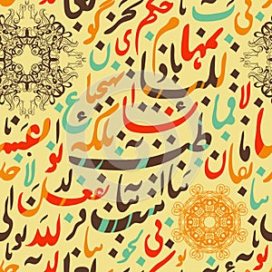 Seamless pattern ornament Arabic calligraphy of text Eid Mubarak concept for muslim community festival Eid Al Fitr(Eid Mubarak)