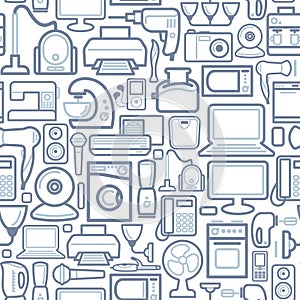 Seamless pattern of outline home appliances icons photo