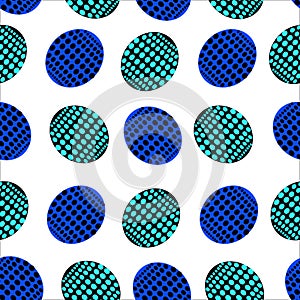 Seamless pattern of ovals with blue, blue and black dots
