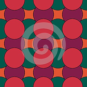 Seamless pattern. Overlapping circles texture. Color figures background. Ethnic motif. Quilts ornament. Geometric backdrop.