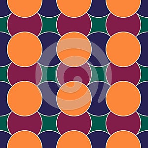 Seamless pattern. Overlapping color circles texture. Color Circle figures background. Ethnic motif. Quilts ornament. Geometric