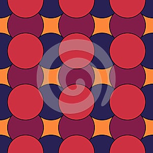 Seamless pattern. Overlapping color circles texture. Color Circle figures background. Ethnic motif. Quilts ornament. Geometric
