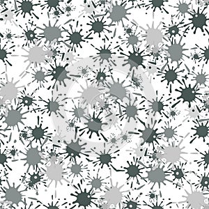 Seamless pattern with paint spots ink splashes