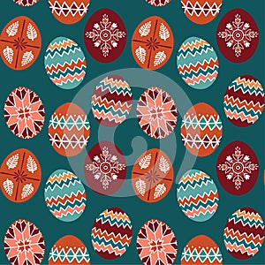 Seamless pattern of the painted Easter eggs