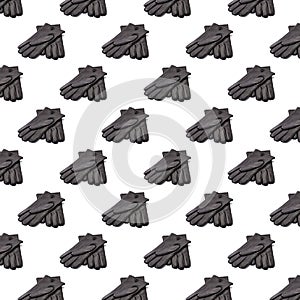 Seamless pattern with Pair of men`s black leather gloves isolated on white background.