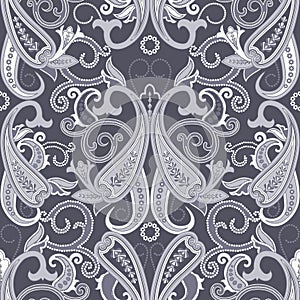 Seamless pattern with paisleyTraditional oriental filigree ornament. photo