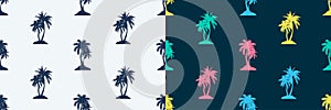 Seamless pattern with palm trees. Set of summer seamless backgrounds with tropical palm trees.