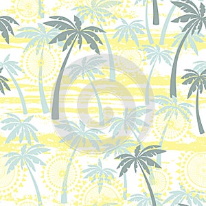 Seamless pattern with palm trees. Tropical background.