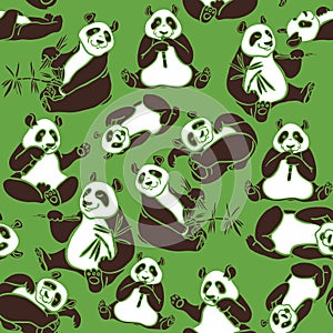 Seamless pattern with pandas.