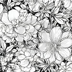 Seamless pattern with pansy flowers