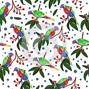 Seamless pattern with parrot.