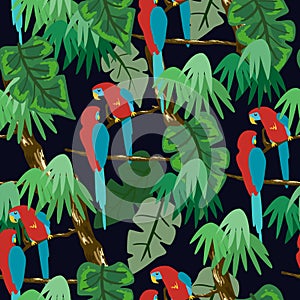 Seamless pattern with parrot.