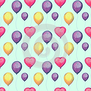 Seamless pattern party balloon retro illustration