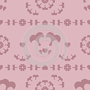 Seamless pattern Pastel Pink. Pretty hearts. Abstract. Vector.