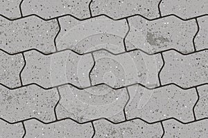 Seamless pattern of pavement with figured interlocking textured concrete bricks
