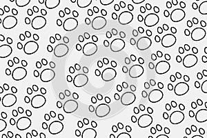 Seamless pattern of paws, animal footprints. Illustration, vector.