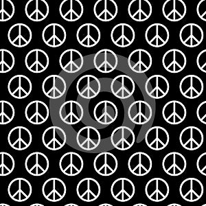 Seamless pattern with peace signs. Background for kid and adult textile, pajama, paper print, card other design. Hippie