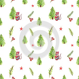 Seamless pattern pencil color illustration of winter Merry Christmas